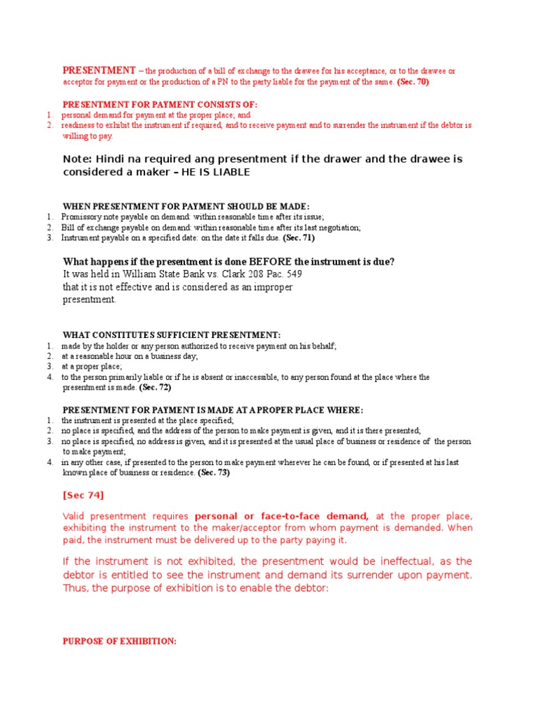 Understanding Presentment for Payment | PDF | Law