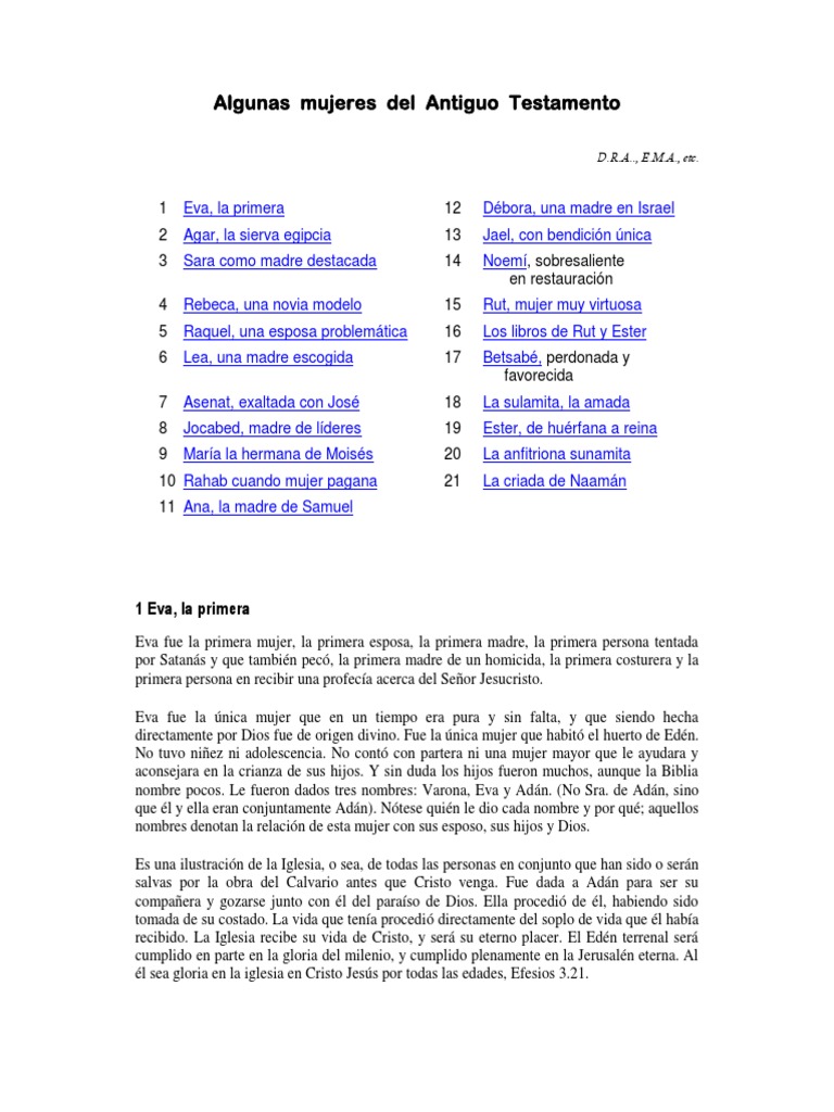 Mujeres Clave en el Antiguo Testamento | PDF