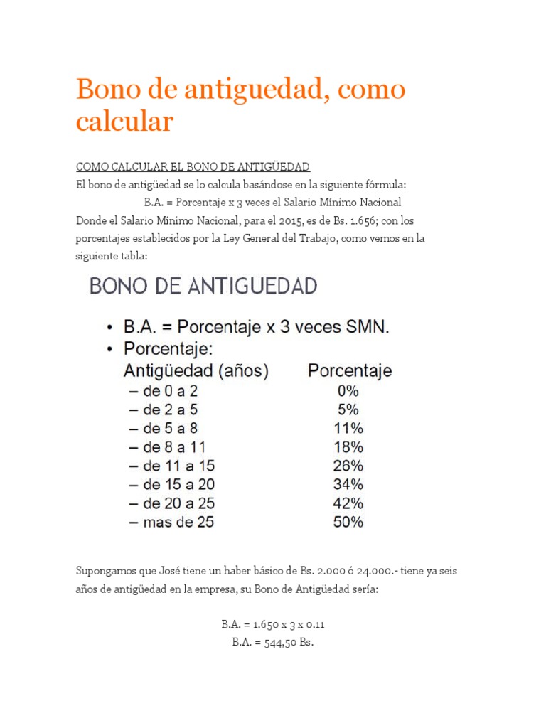 Como Calcular Bono Antiguedad PDF