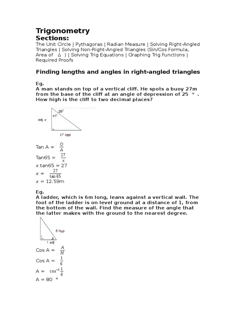 Trigonometry: Sections | PDF