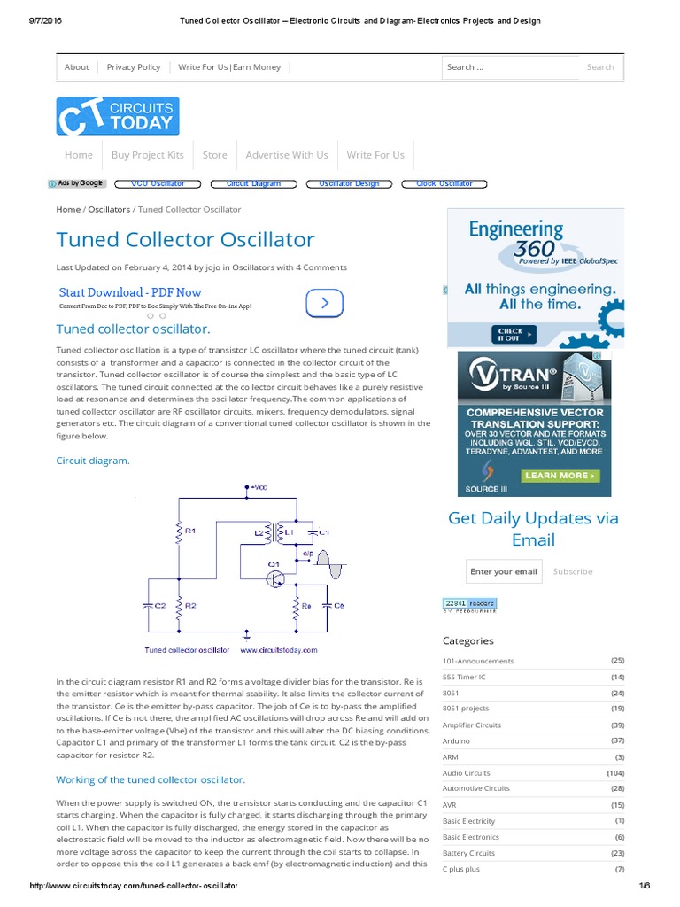 Tuned Collector Oscillator Electronic Circuits and Diagram