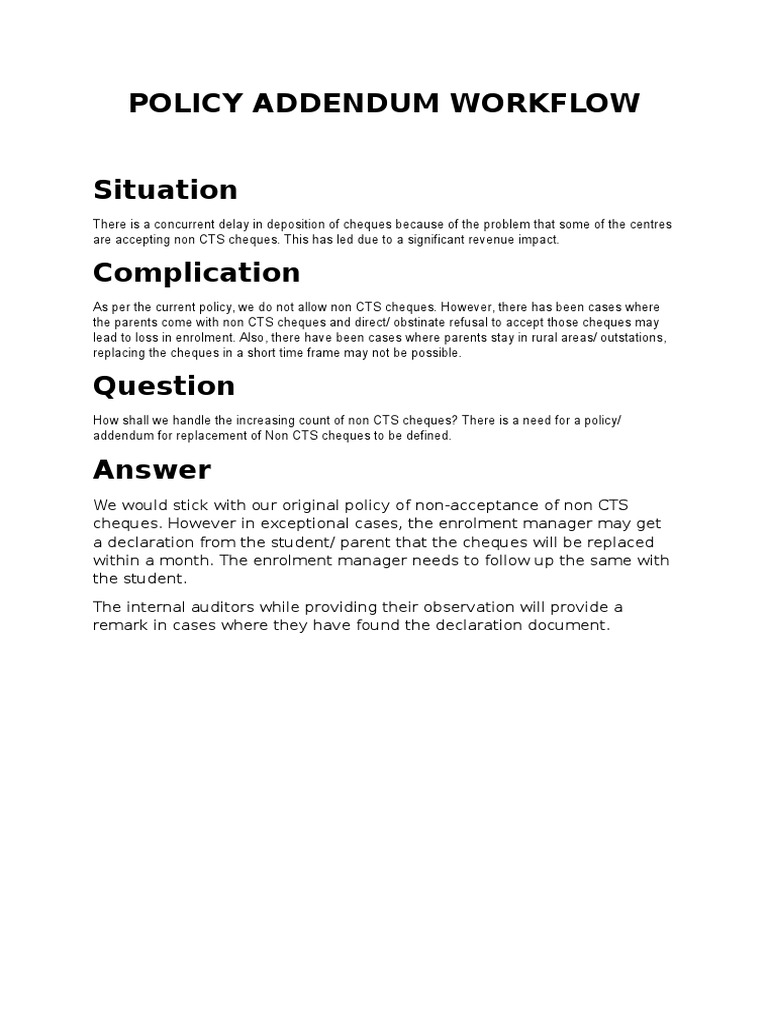 Policy Addendum - Non Cts | PDF | Government | Business