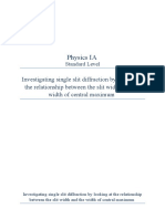 Investigating Single Slit Diffraction by Looking at The Relationship Between The Slit Width and The Width of Central Maximum