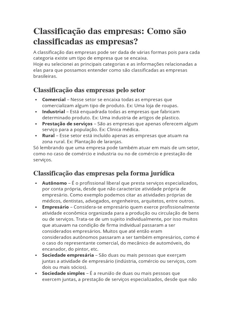 Classificação Das Empresas PDF