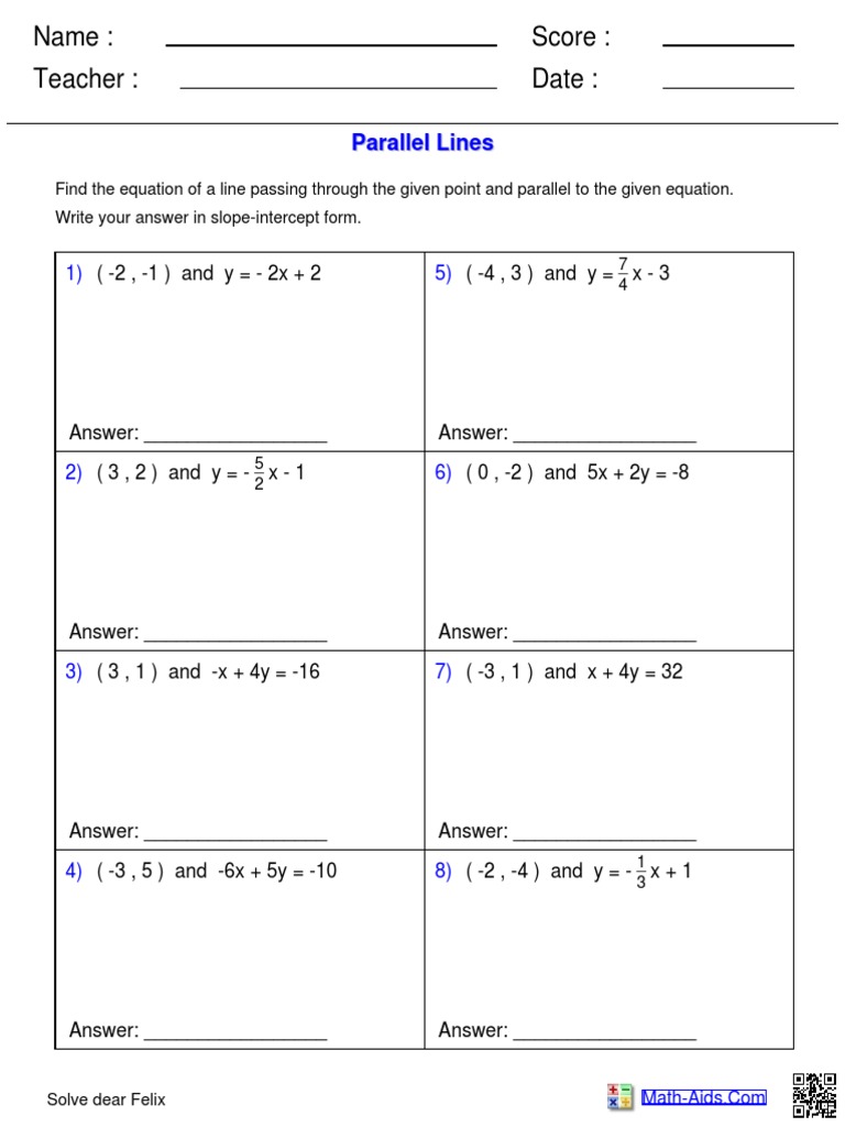 Finding Parallel Line Equations | PDF