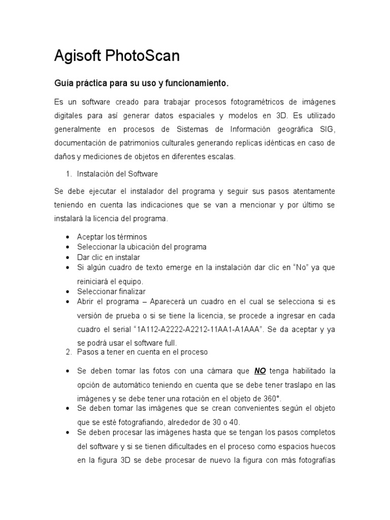 Guía de uso de Agisoft PhotoScan Full | PDF | Negocios | Informática