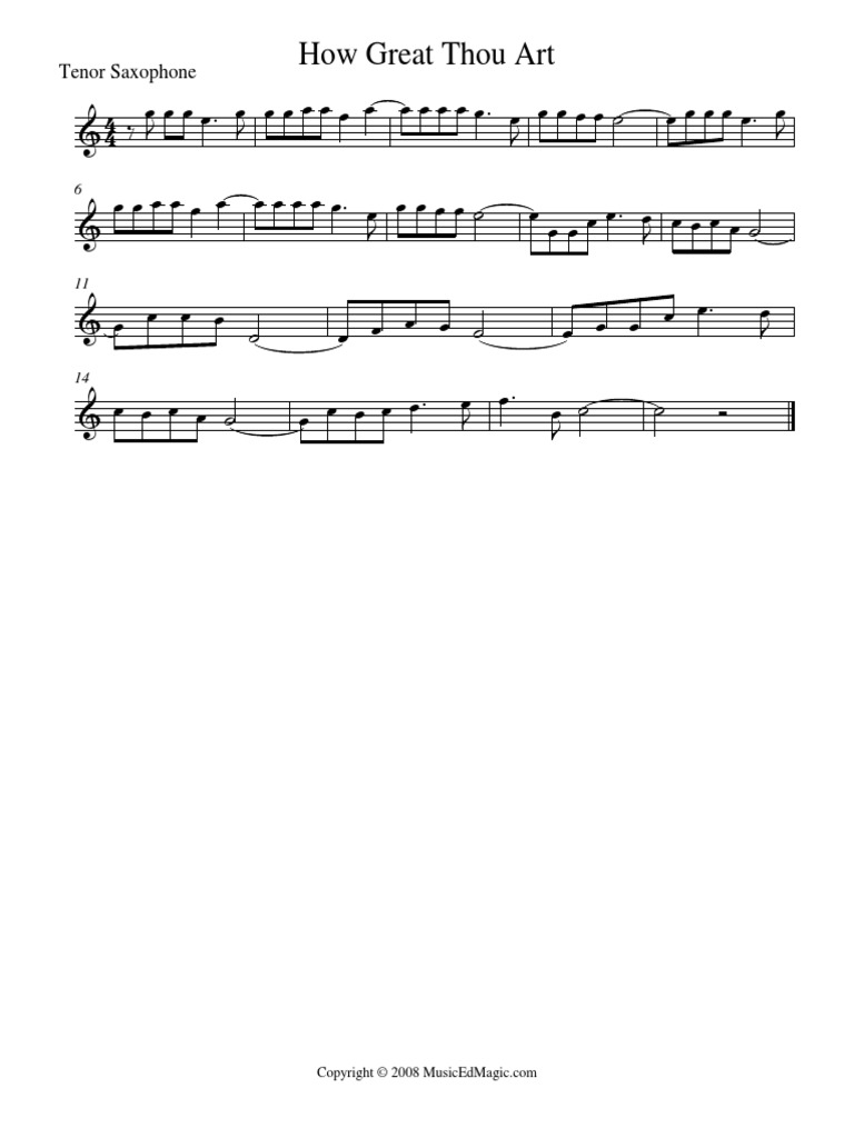 How Great Thou Art Tenor Saxophone PDF
