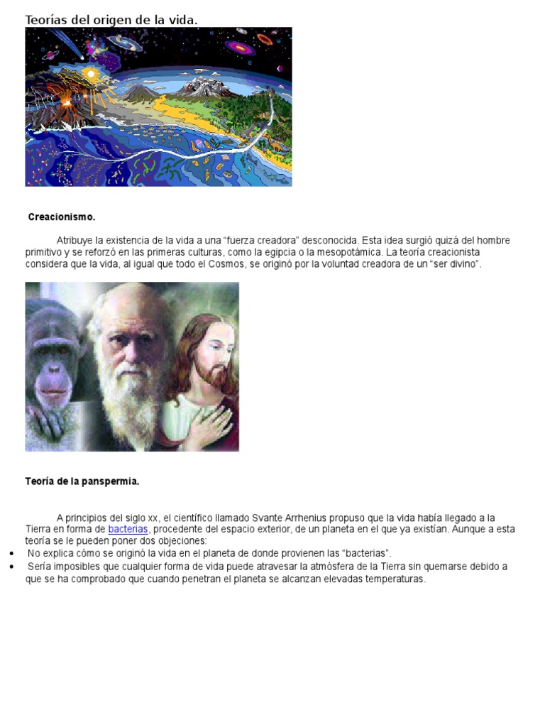 Teorías Del Origen de La Vida | PDF | Ciencias sociales | Filosofía
