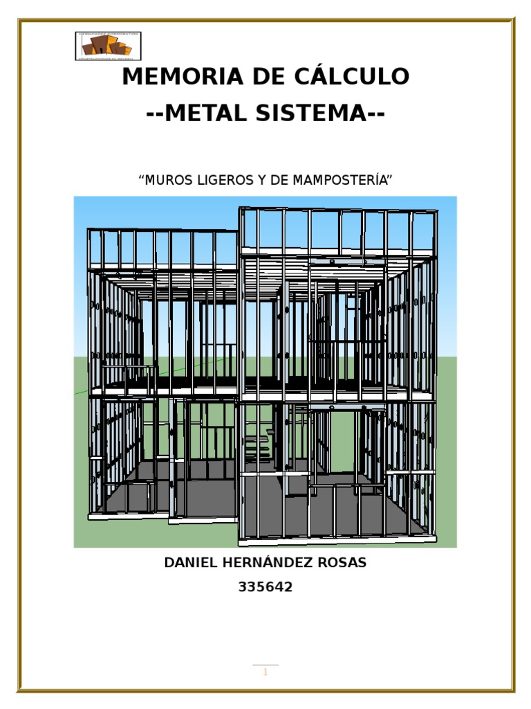 Memoria de Cálculo Metal Sistema Panel de yeso Tecnología de la