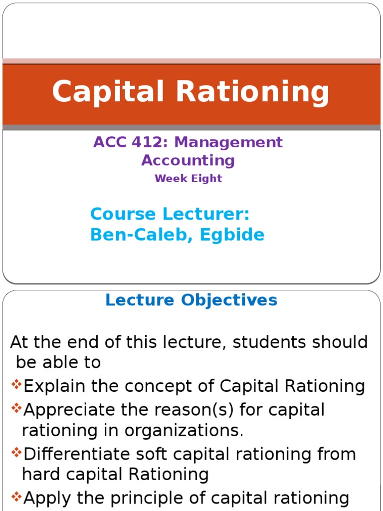 Understanding Capital Rationing Types | PDF | Net Present Value ...