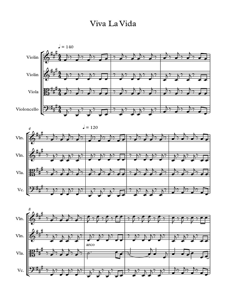 Viva_La_Vida String Quartet Score and Parts