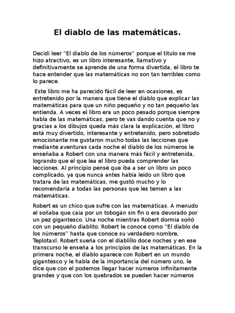 El diablo de los números: un viaje matemático | PDF | Enseñanza de ...