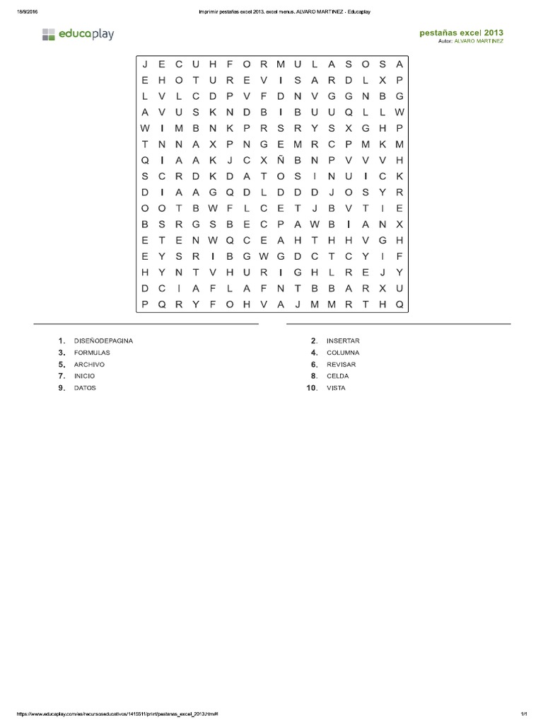 Sopa De Letras De Excel