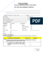 DOH Assessment Tool for Licensing Hospitals 2015