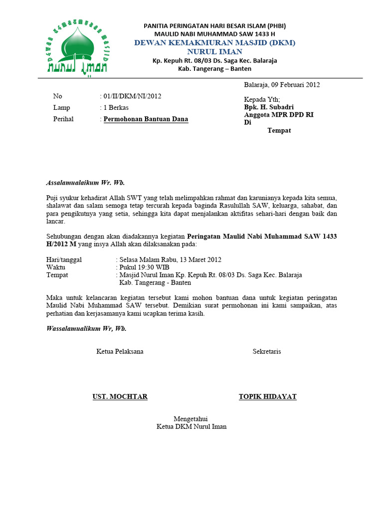 Contoh Proposal PHBI MAULID NABI MUHAMMAD SAW PDF