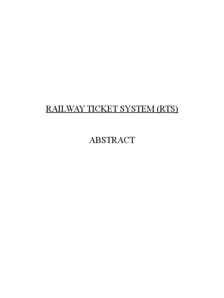 Railway Ticket System Project Overview | PDF | Computers