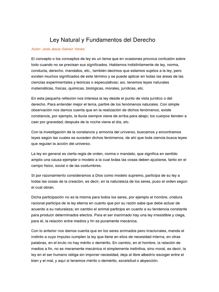 Ley Natural y Fundamentos del Derecho | PDF | La Ley natural | Ley ...