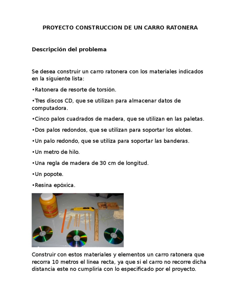 Construcción de un Carro Ratón de Resorte | PDF | Eje | Movimiento (física)