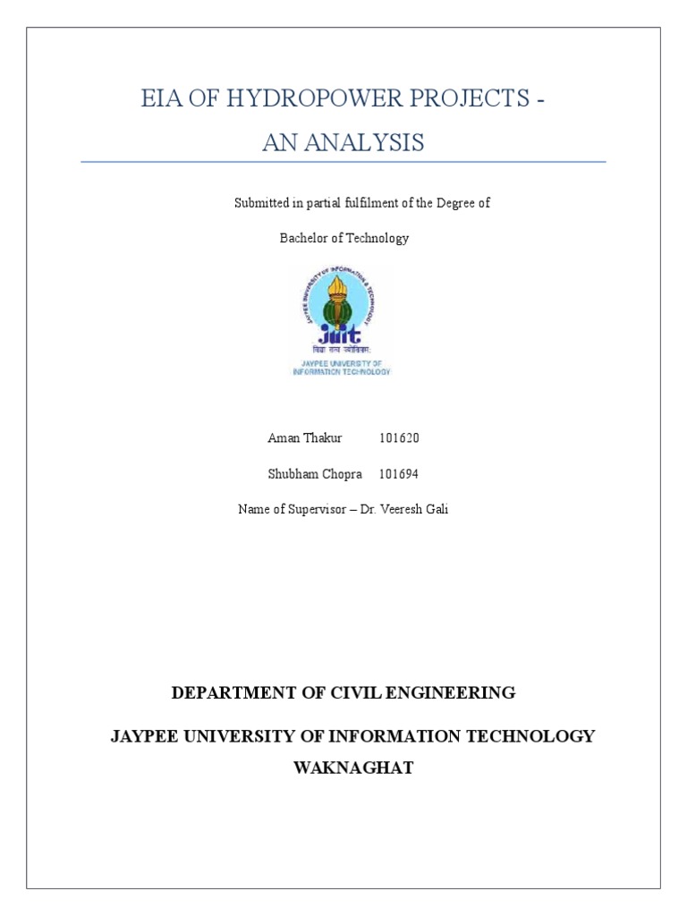 Eia of Hydropower Projects First Body | PDF | Environmental Impact ...