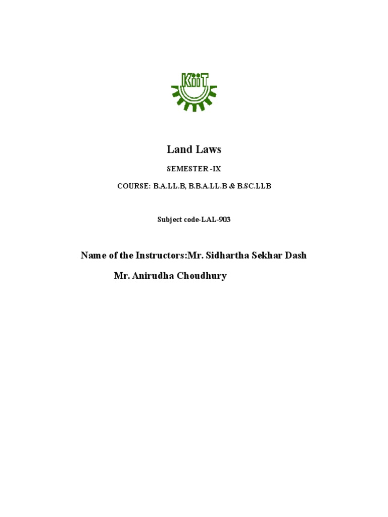 Syllabus (Land Law) PDF Eminent Domain Leasehold Estate