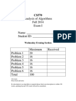 CS570 Exam 1 Analysis of Algorithms Fall 2014