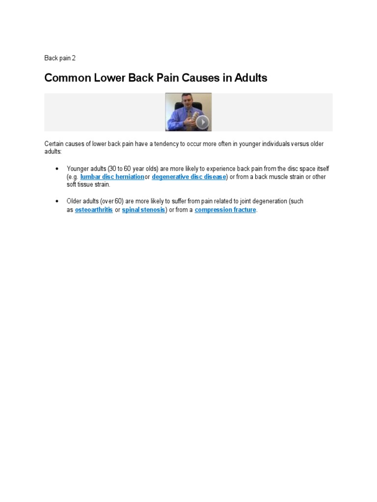 Common Lower Back Pain Causes in Adults Lumbar Disc Herniation