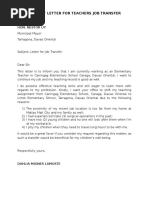 Download Request Letter for Teachers Job Transfer by Dahlia M Lamoste SN325464124 doc pdf