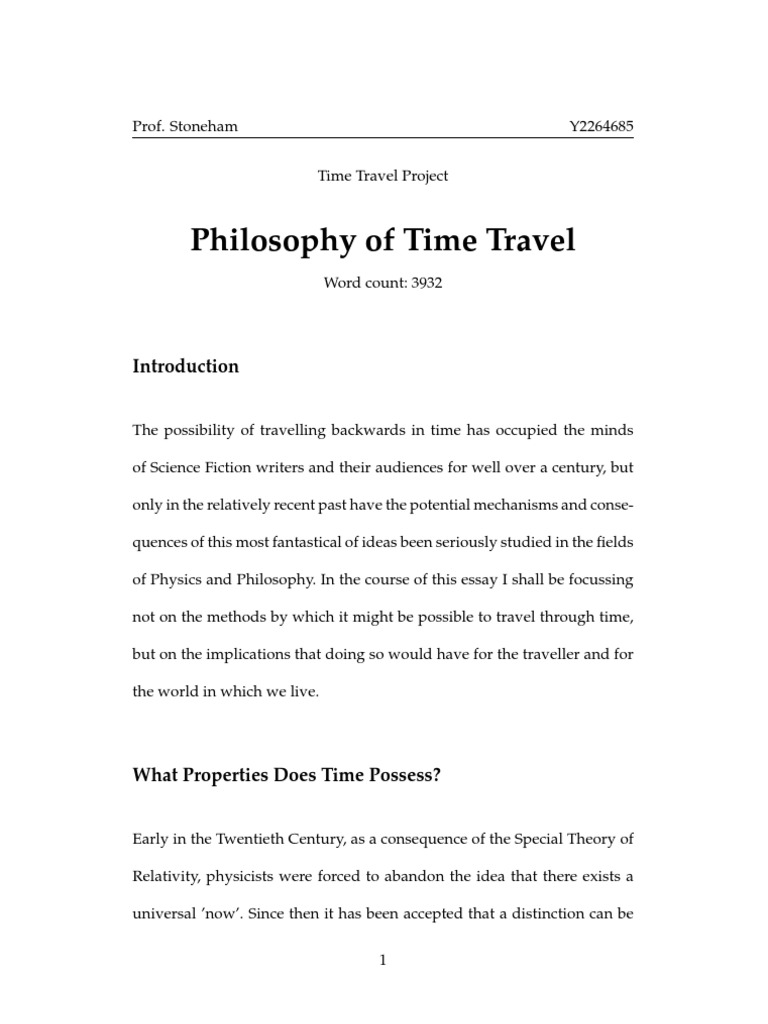 Philosophy Of Time Travel Pdf Time Travel Time