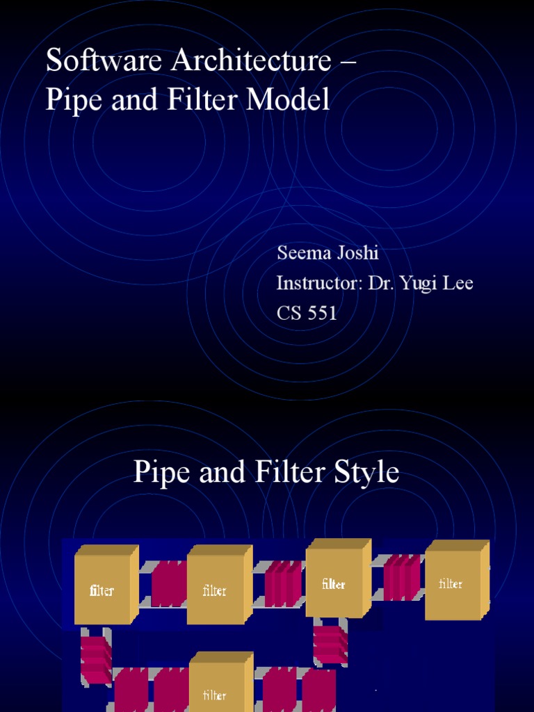 Software Architecture Pipe and Filter Model Seema Joshi Instructor