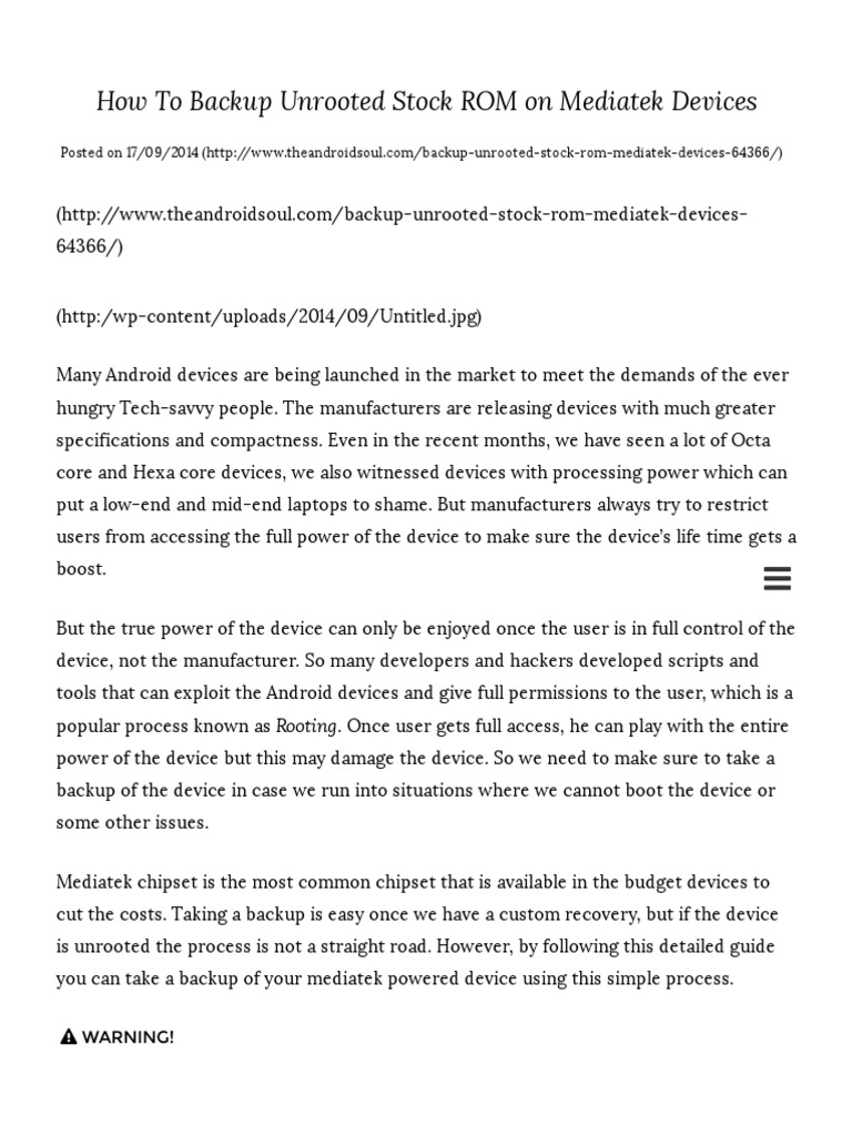 How To Backup Unrooted Stock ROM On Mediatek Devices - The Android.