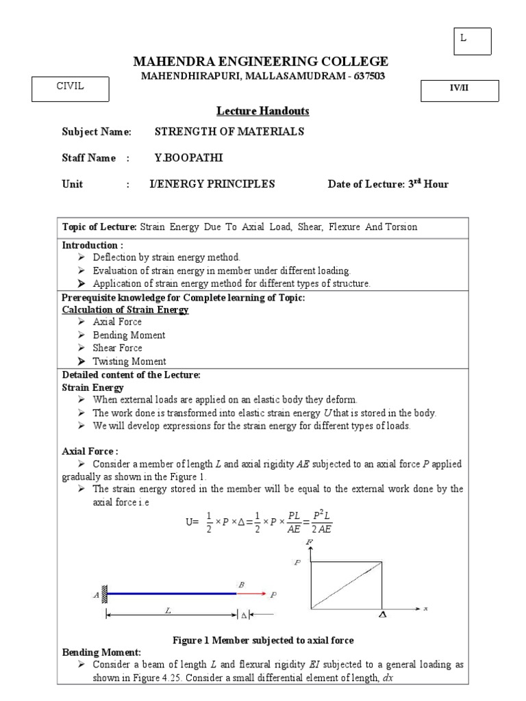 Mahendra Engineering College: Lecture Handouts | PDF | Deformation ...