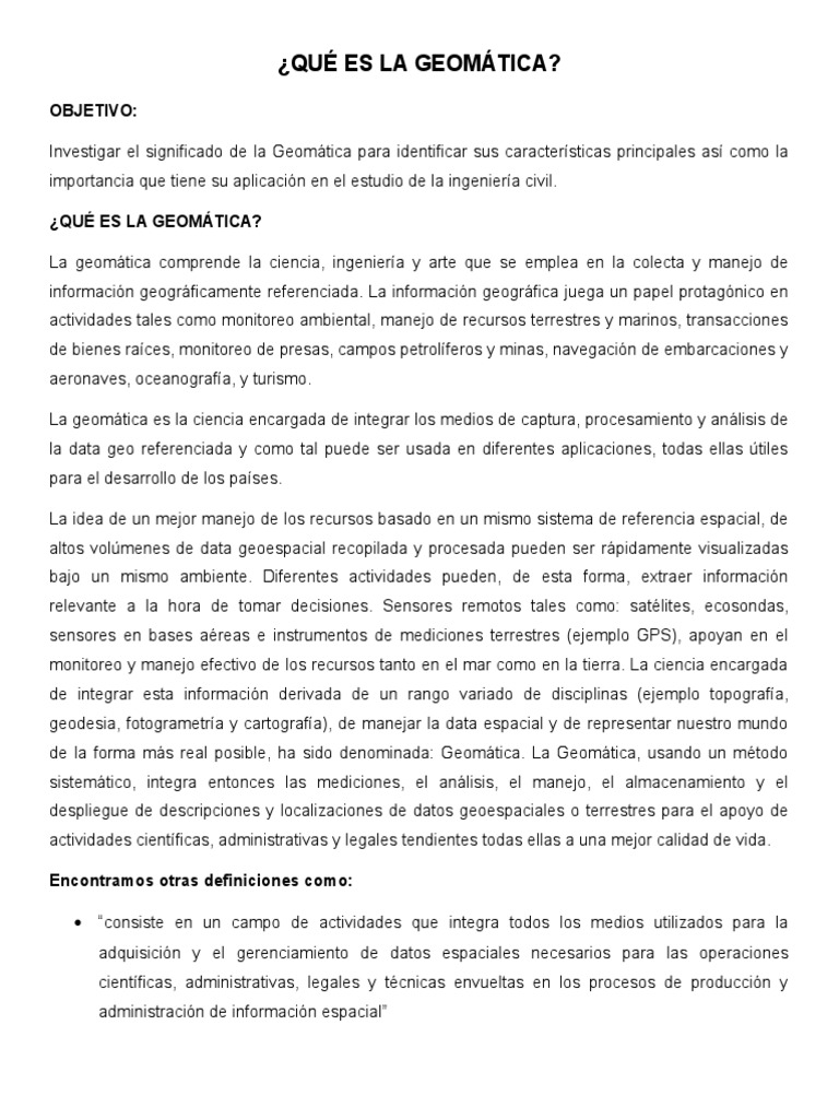 Qué Es La Geomática | PDF | Análisis geoespacial | Sistema de ...