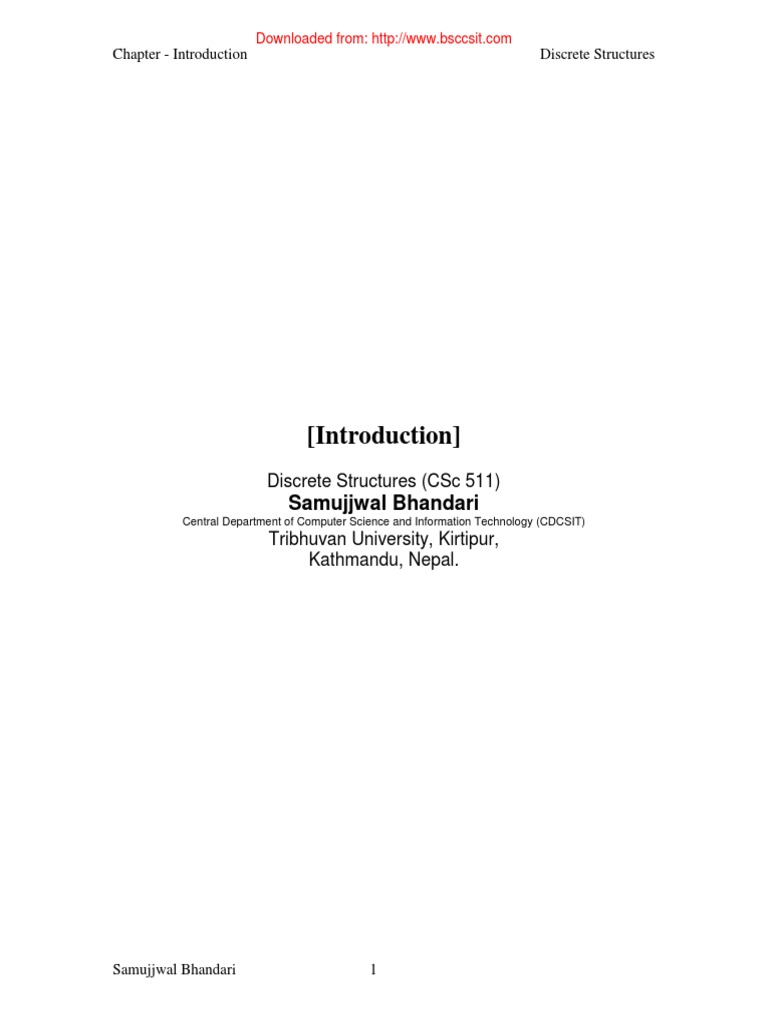 Discrete Structure Notes by Samujjwal Bhandari | PDF | Computational ...