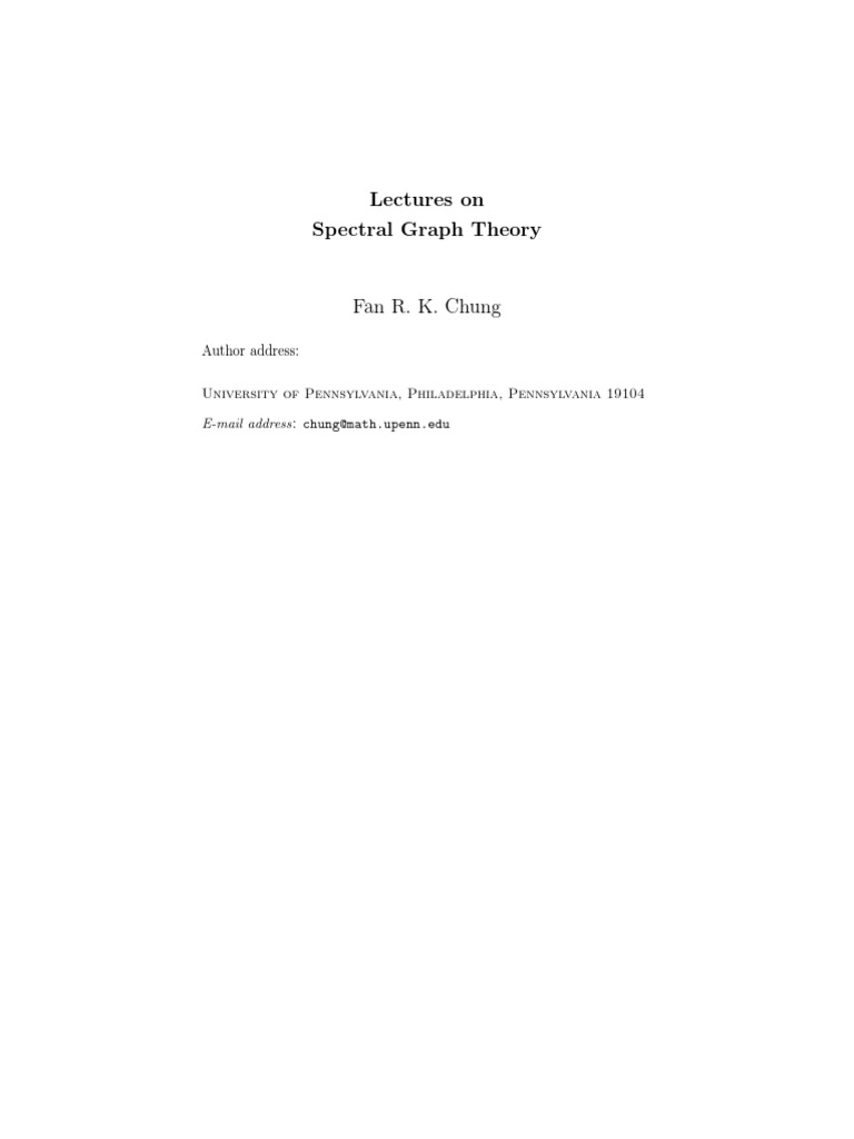 Lectures on Spectral Graph Theory | PDF | Eigenvalues And Eigenvectors ...