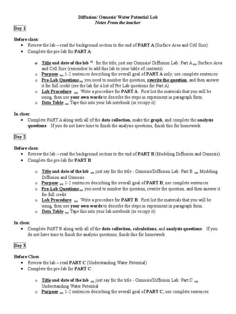 Osmosis Diffusion Water Potential Lab Pdf Osmosis Cell Membrane