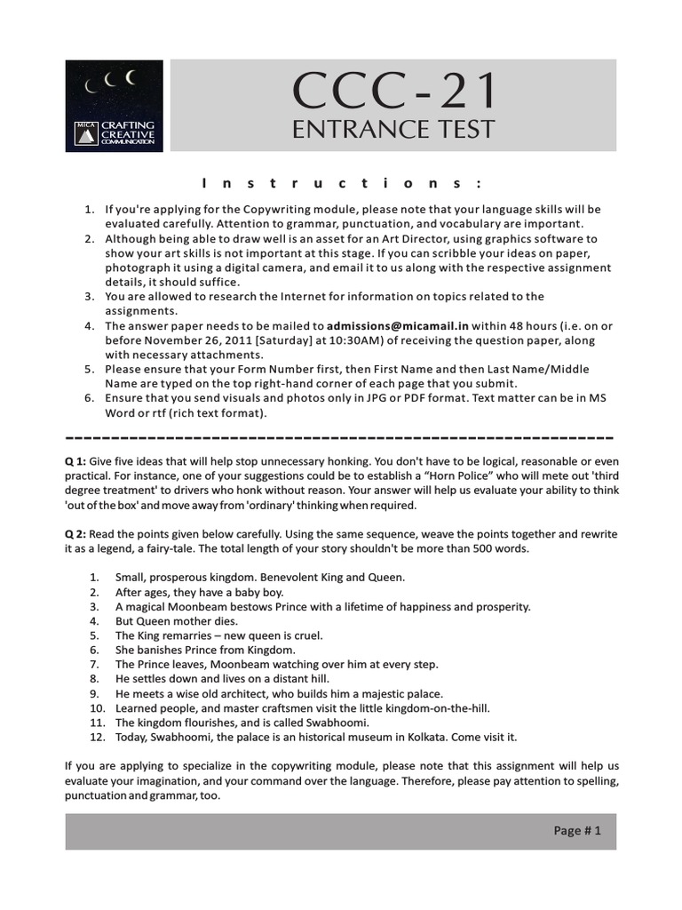 Admission Test CCC 21 PDF | PDF | Career & Growth