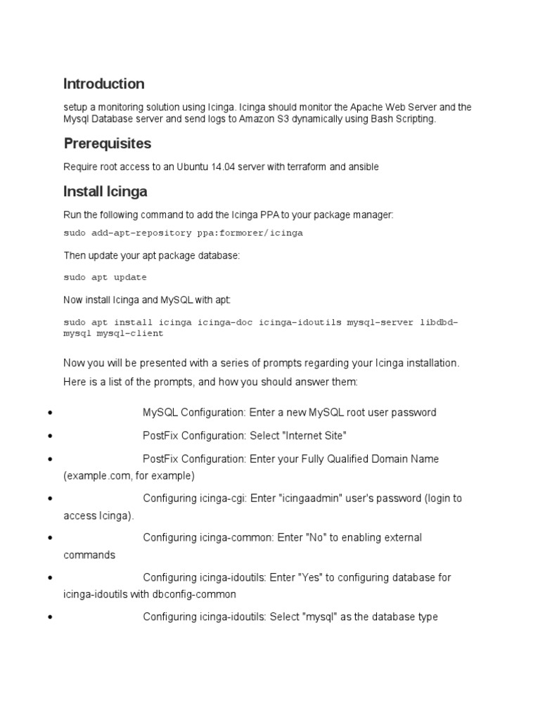 Icinga Monitoring Setup on Ubuntu 14.04 | PDF | Web Server | Internet & Web
