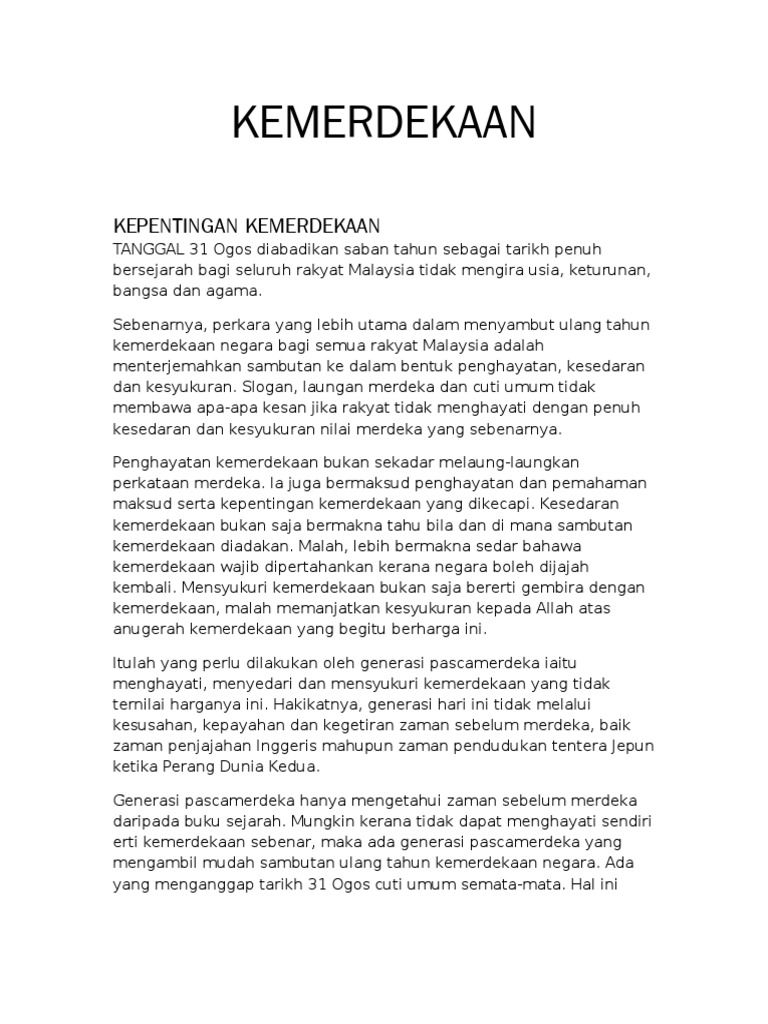 Kesan Kemerdekaan Kepada Negara Englshsab