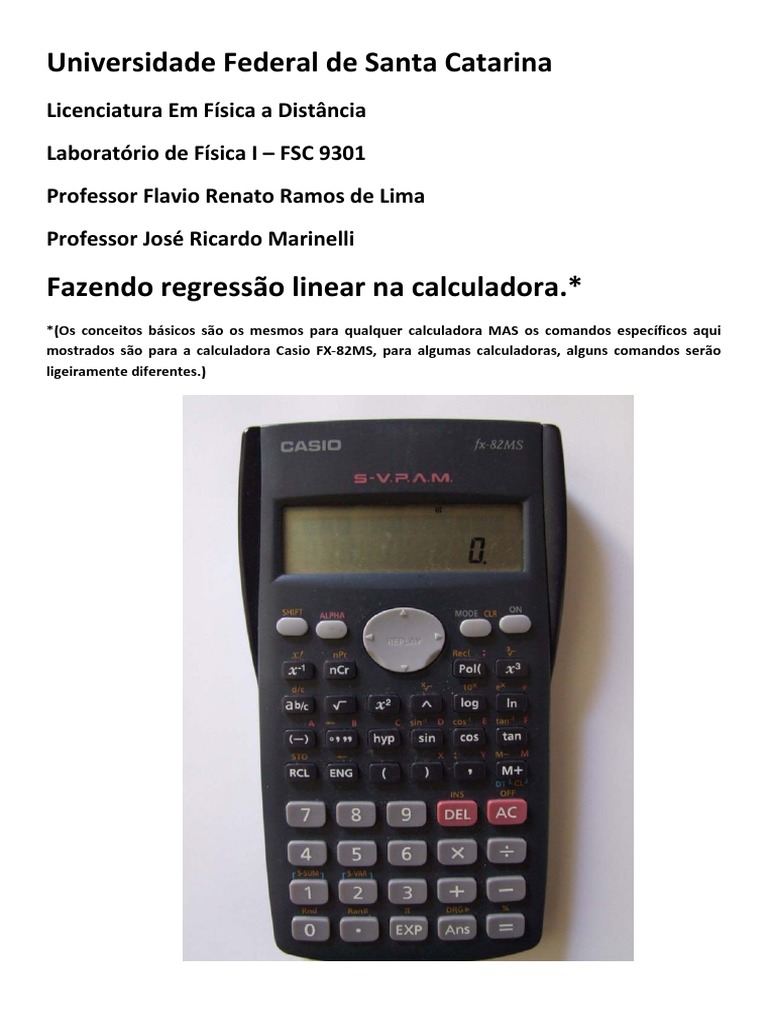 Regressão Linear na Calculadora Casio | PDF | Calculadora | Regressão ...