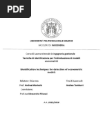 Identificazione parametrica di modelli econometrici