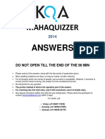 Mahaquizzer 2014 Answers