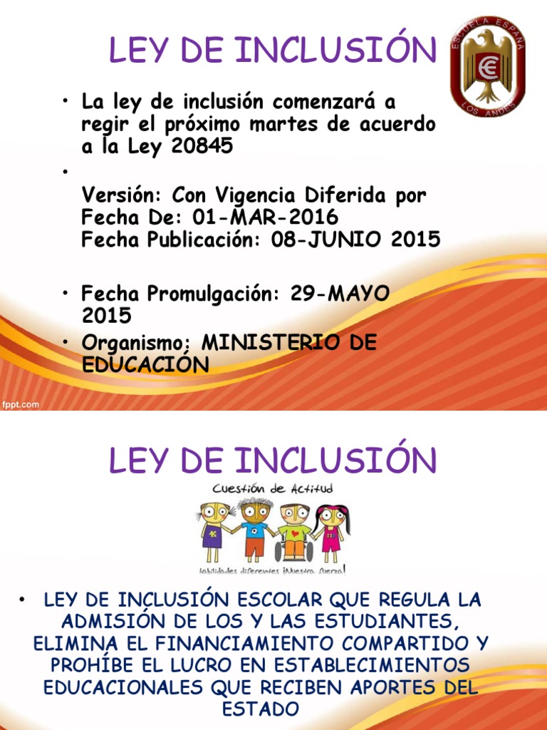 Ley de Inclusion PDF Ley estatutaria Instituciones sociales