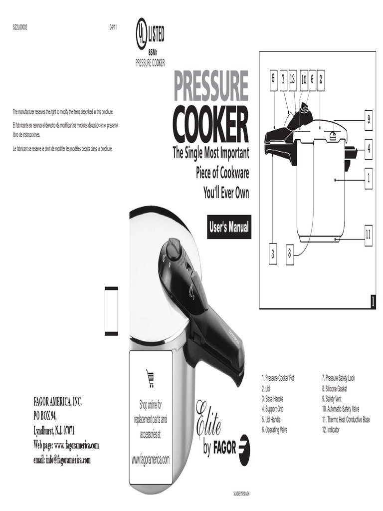 Elite Pressure Cooker Manual PDF Pressure Cooking Cooking