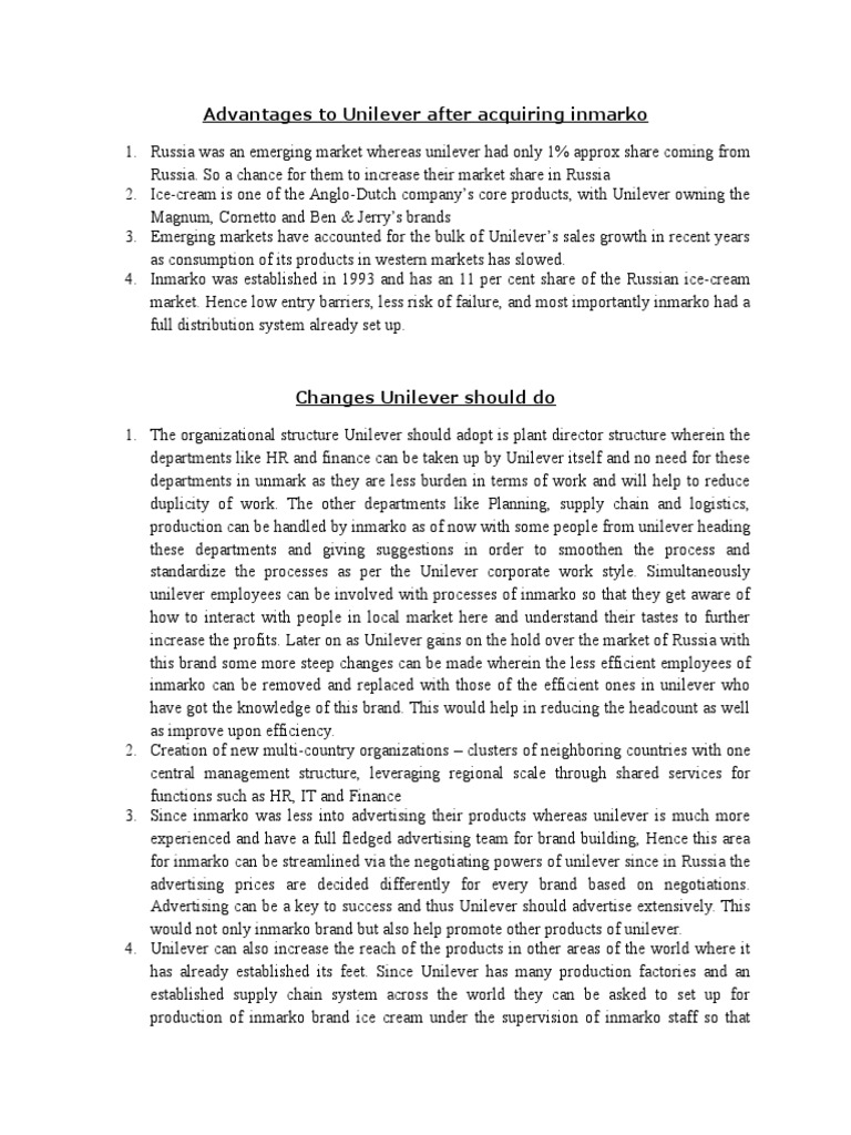 Unilever decentralized organizational structure image