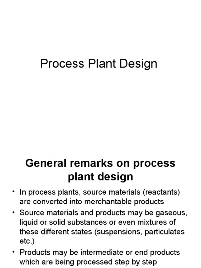 Process Plant Design PDF Plants Production And Manufacturing