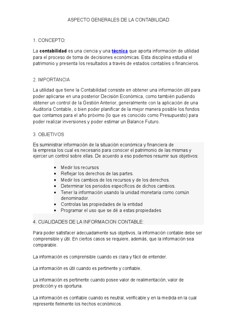 Aspectos Generales de la Contabilidad | PDF | Contabilidad | Información