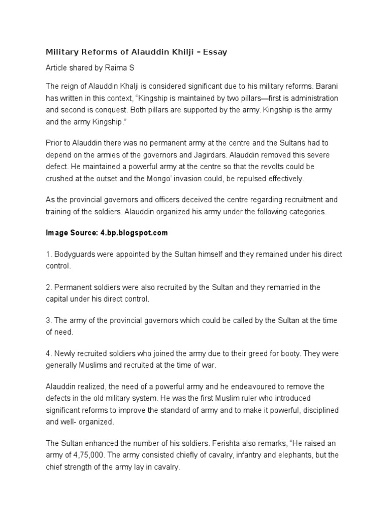 Military Reforms of Alauddin Khilji | PDF | Military | Warfare