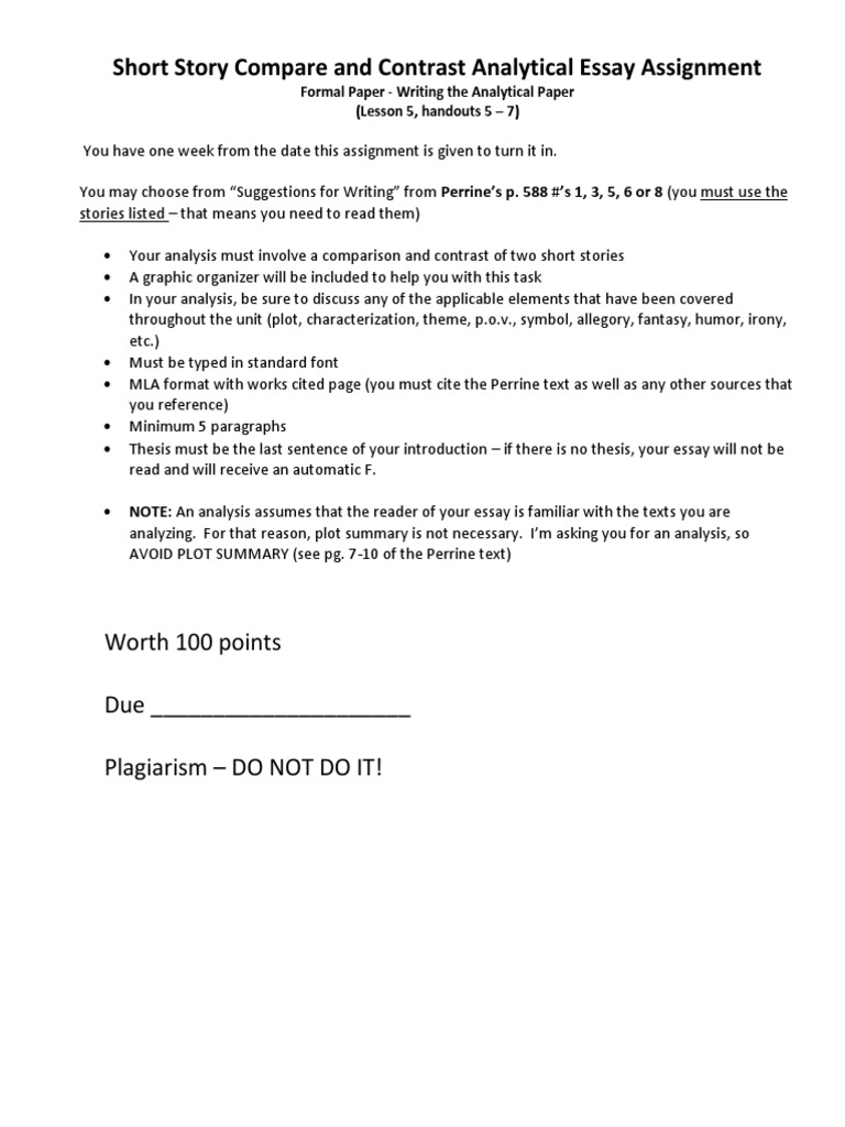 Compare and contrast essay structure picture