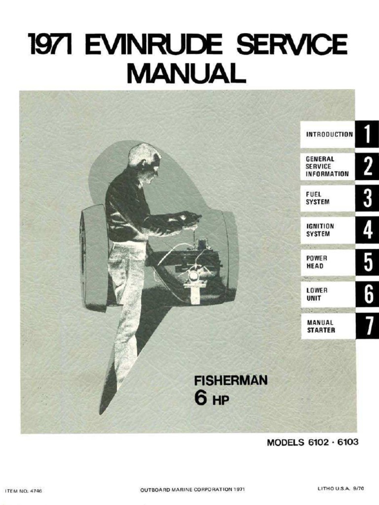 1971 Evinrude Fisherman 6HP Outboards Service Manual 4746 PDF | PDF