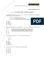 MA36E Ejercicios - Ecuación de Segundo Grado y Función Cuadrática